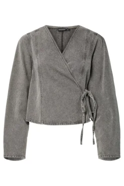 Sale Pcfenna Ls Denim Wrap Shirt Fsy Bluser & Skjorter