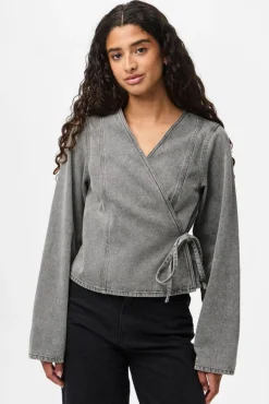Sale Pcfenna Ls Denim Wrap Shirt Fsy Bluser & Skjorter