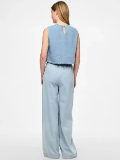 Pieces T-Shirts & Toppe<Pcflora Sl Denim Top