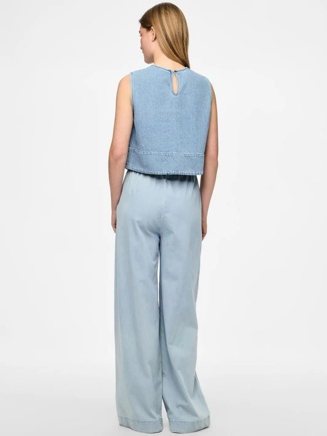 Pieces T-Shirts & Toppe<Pcflora Sl Denim Top