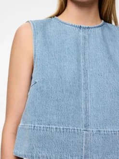 Pieces T-Shirts & Toppe<Pcflora Sl Denim Top