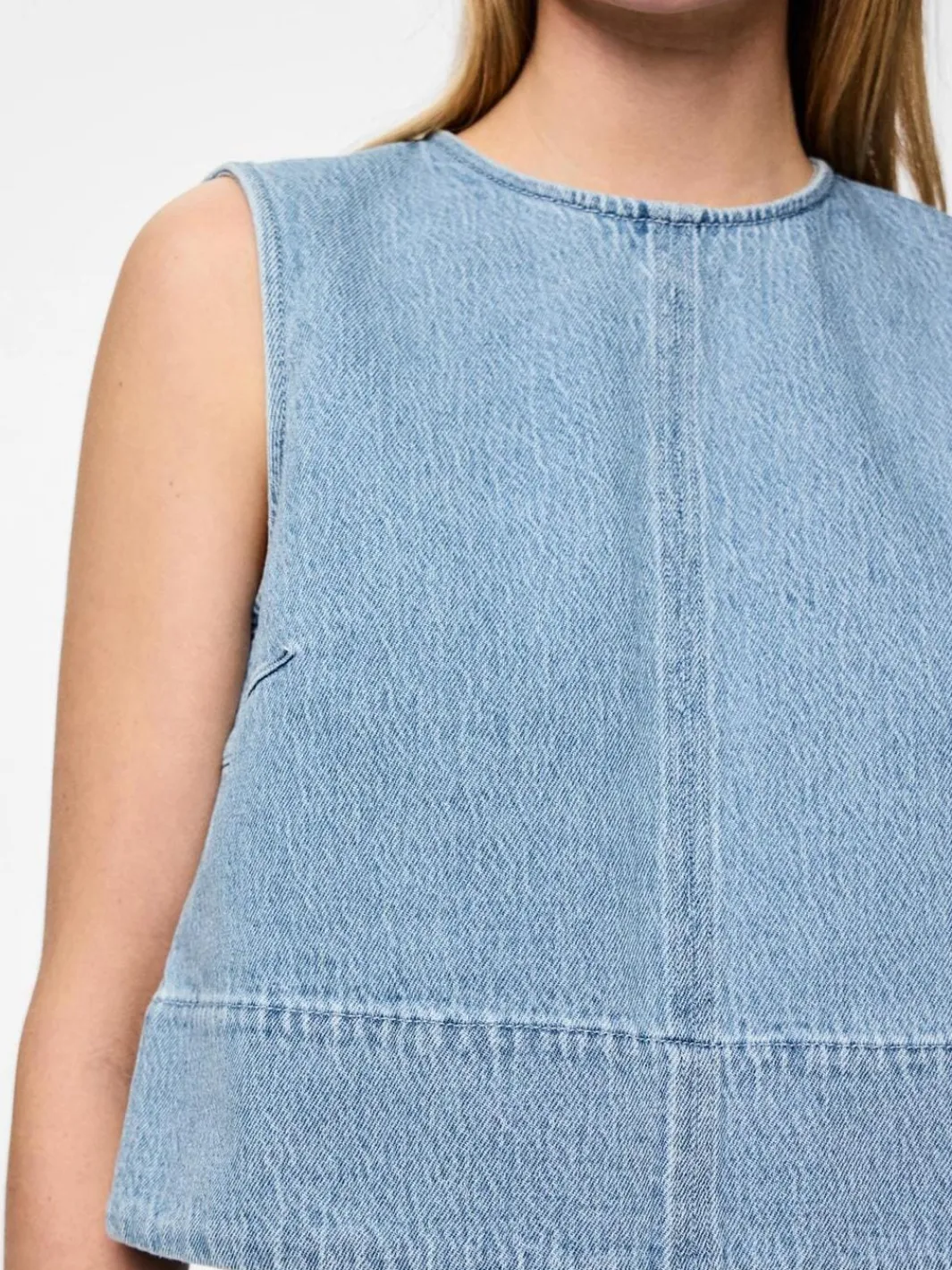 Pieces T-Shirts & Toppe<Pcflora Sl Denim Top