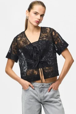 Pieces Sæt 🛍️|T-Shirts & Toppe<Pclouise 2/4 V-Neck Tie Top