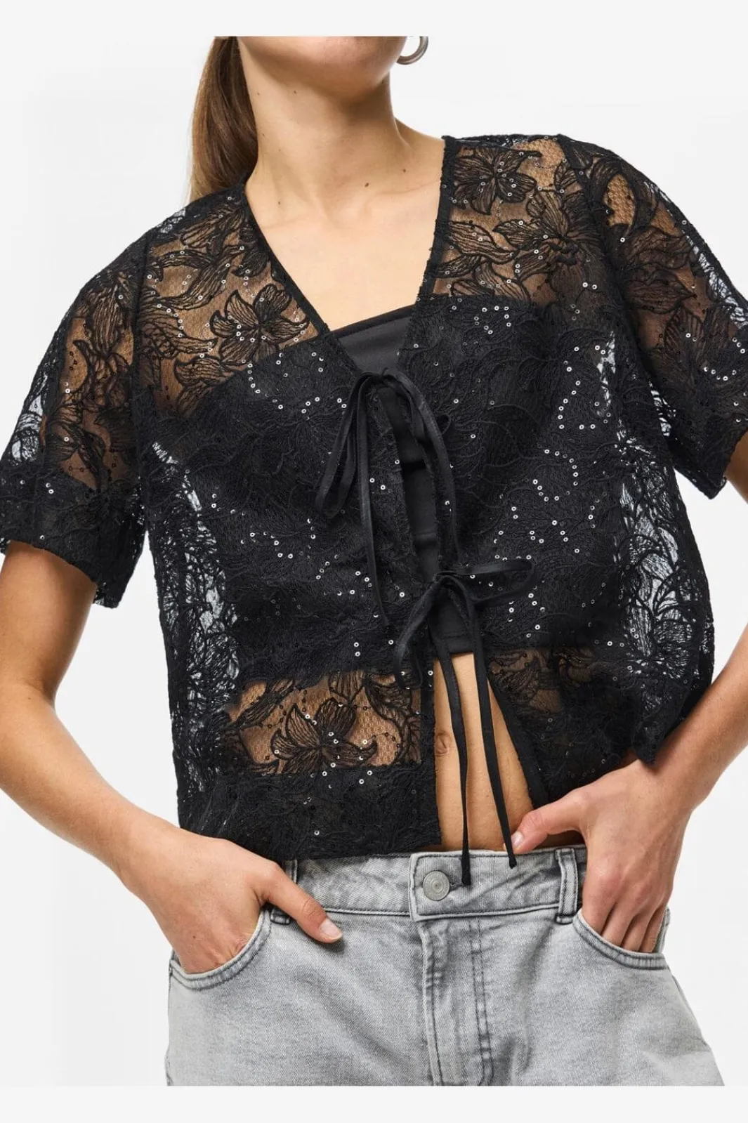 Pieces Sæt 🛍️|T-Shirts & Toppe<Pclouise 2/4 V-Neck Tie Top