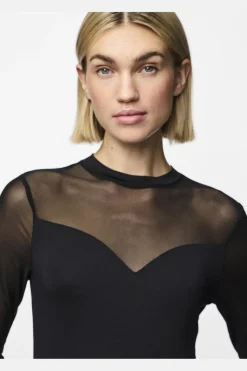 Pieces Bluser & Skjorter|Nattøj & Lingeri<Pcmilly Ls Mesh Bodystocking