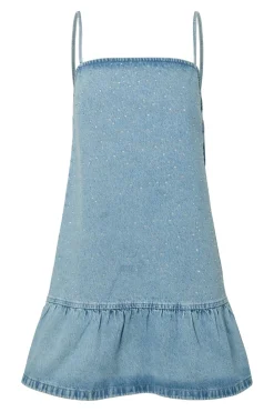 Clearance Pcnoel Short Slip Denim Dress Fsy Kjoler