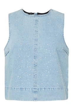 Pcnoel Sl O-Neck Denim Top Fsy Sæt 🛍️|T-Shirts & Toppe