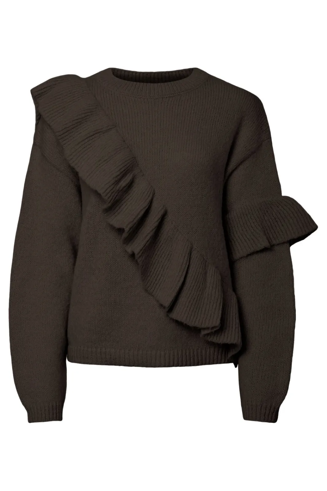 Pieces Strik|Bluser & Skjorter<Pcnor Ls O-Neck Knit Frill Pullover