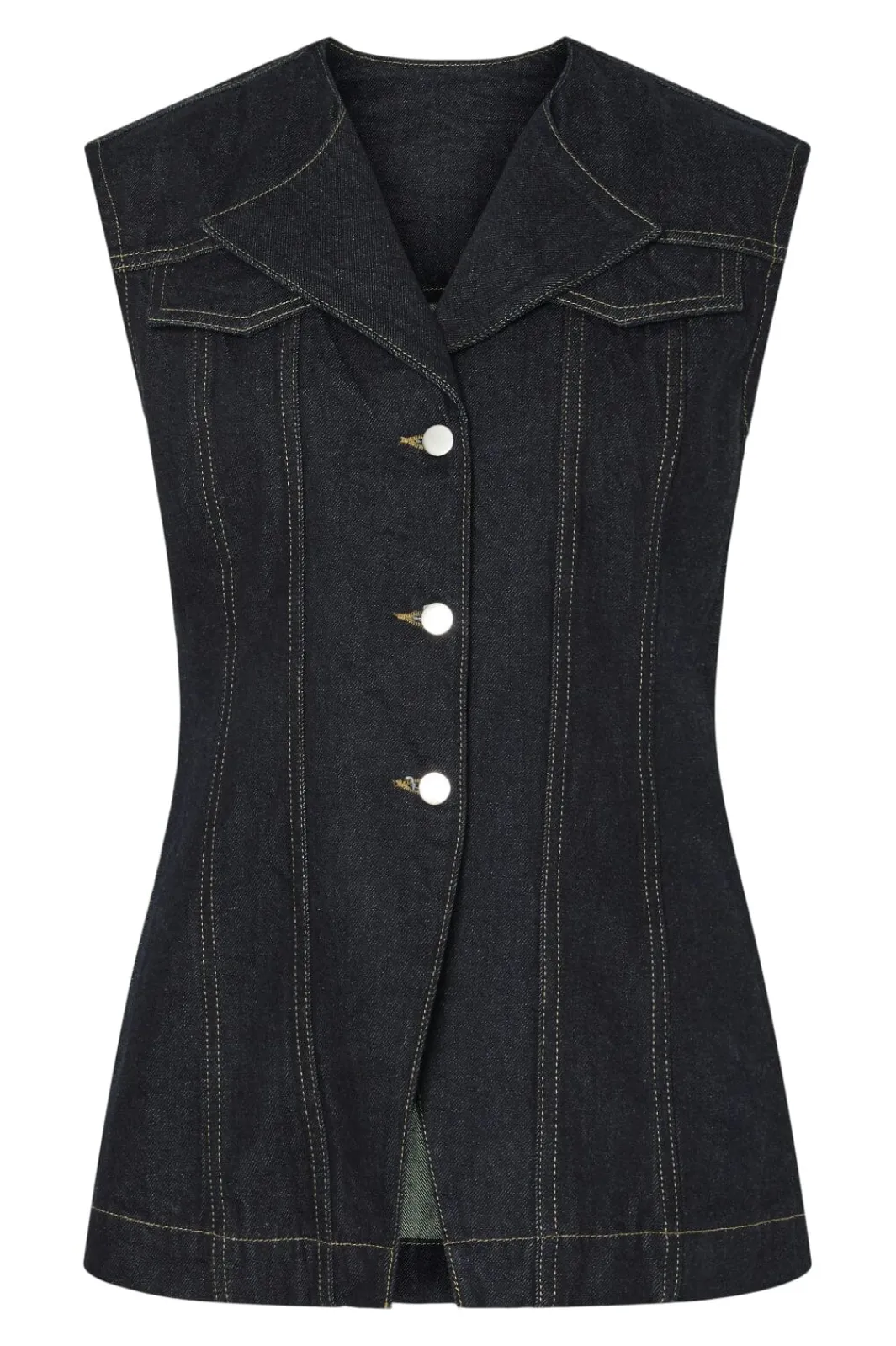 Pieces Veste<Pcnua Sl Fitted Denim Vest Fsy