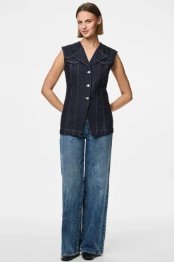 Pieces Veste<Pcnua Sl Fitted Denim Vest Fsy