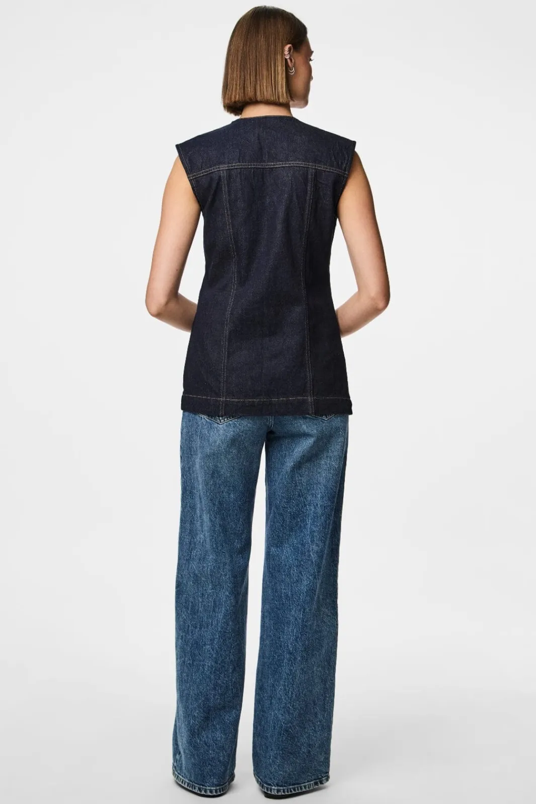 Pieces Veste<Pcnua Sl Fitted Denim Vest Fsy