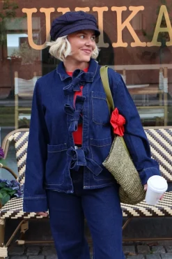 Pieces Bluser & Skjorter|Ammevenligt Tøj<Pcofelia Ls Bow Denim Shirt Fsy