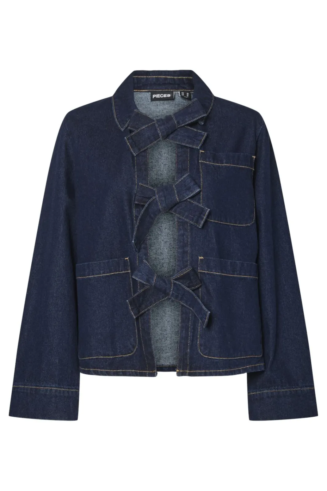 Pieces Bluser & Skjorter|Ammevenligt Tøj<Pcofelia Ls Bow Denim Shirt Fsy