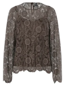 Clearance Pcolline Ls Lace O-Neck Top T-Shirts & Toppe