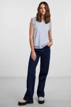 Pieces T-Shirts & Toppe<Pcolline Sl Lace Top