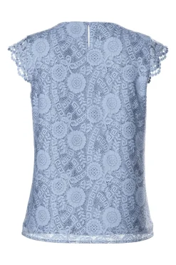 Pieces T-Shirts & Toppe<Pcolline Sl Lace V-Neck Top 17154614