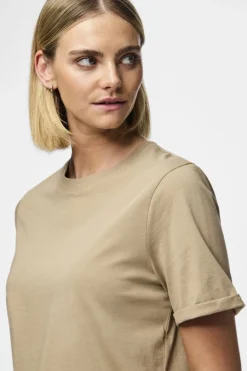 Pieces T-Shirts & Toppe<Pcria Ss Fold Up Solid Tee