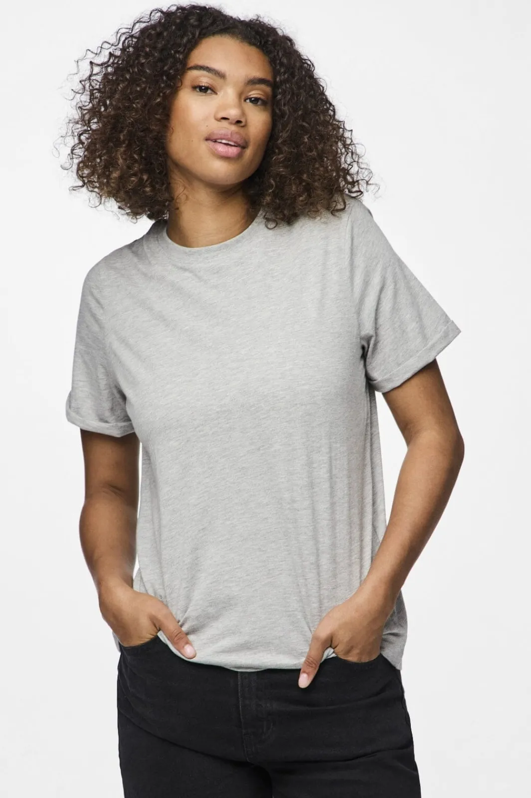 Pcria Ss Fold Up Solid Tee T-Shirts & Toppe