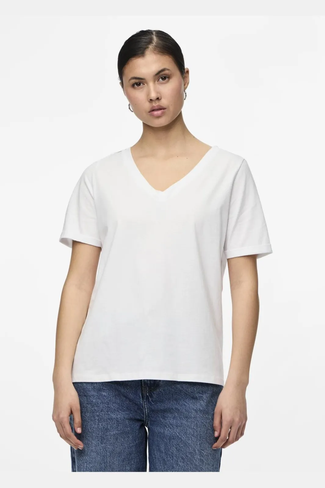 Pieces T-Shirts & Toppe<Pcria Ss V-Neck Solid Tee