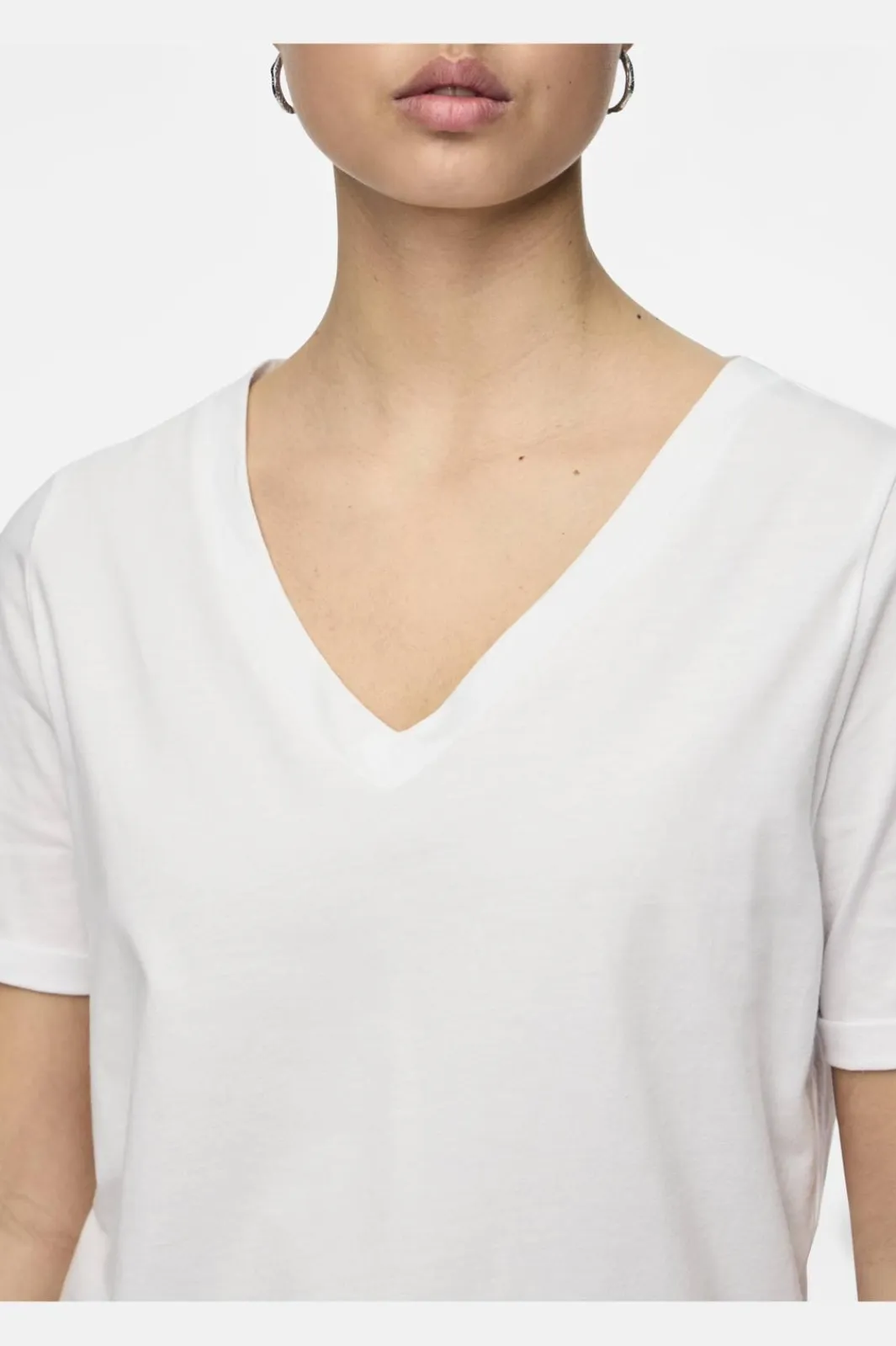 Pieces T-Shirts & Toppe<Pcria Ss V-Neck Solid Tee