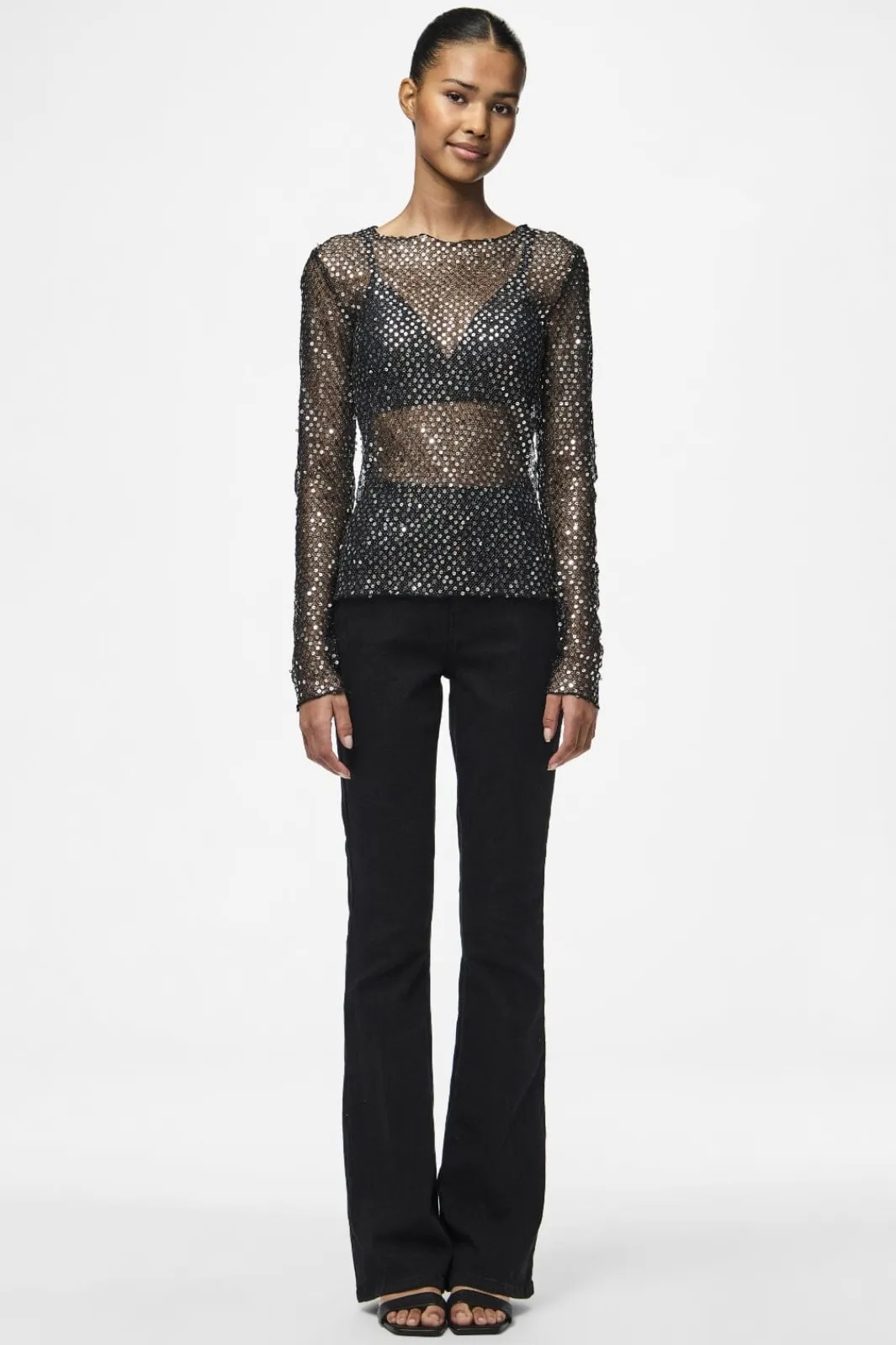 Pieces T-Shirts & Toppe<Pcrissi Ls Sequins Top