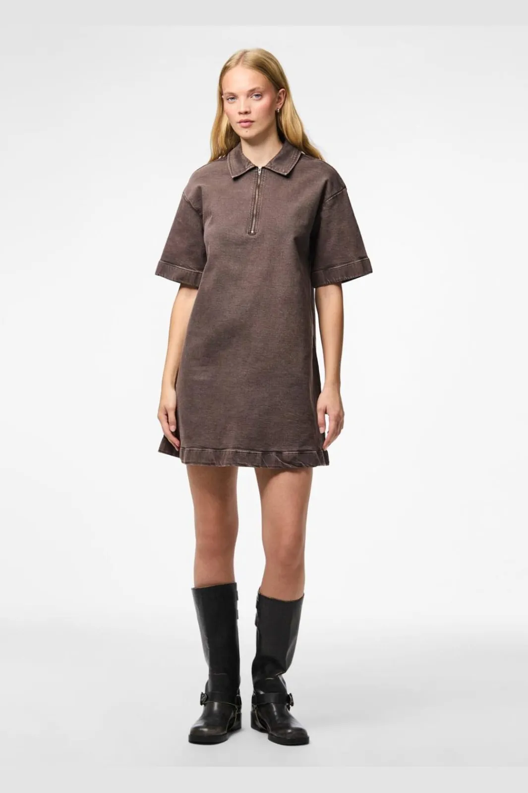 Pieces Kjoler<Pcselma 3/4 Zip Denim Dress Fsy