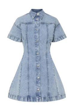 Best Pcsilke A-Shape Denim Dress Kjoler|Ammevenligt Tøj