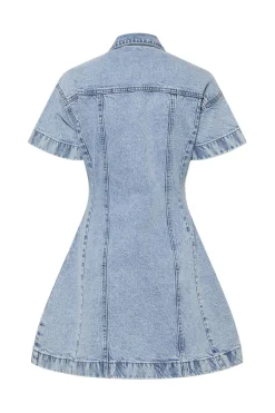 Best Pcsilke A-Shape Denim Dress Kjoler|Ammevenligt Tøj