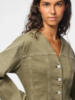 Sale Pcsilke Ls Col Denim Shirt Bluser & Skjorter|Ammevenligt Tøj
