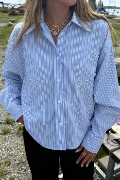 Discount Pearl Bow Shirt 160786C Bluser & Skjorter|Ammevenligt Tøj