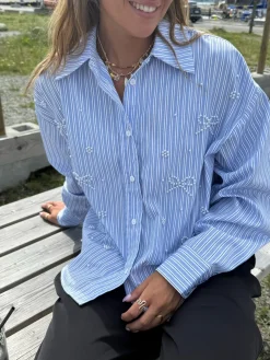 Discount Pearl Bow Shirt 160786C Bluser & Skjorter|Ammevenligt Tøj
