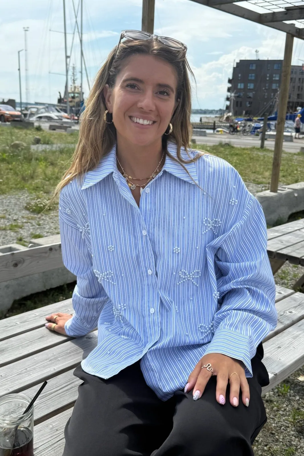 Discount Pearl Bow Shirt 160786C Bluser & Skjorter|Ammevenligt Tøj