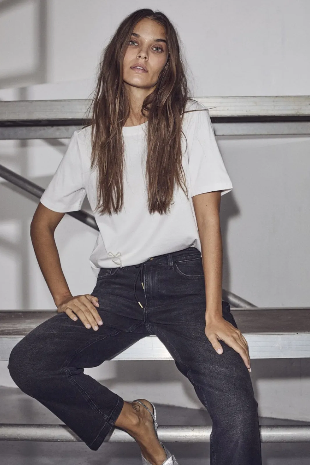 Outlet Pearl Bow Tee HL10027 T-Shirts & Toppe
