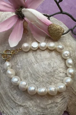 Sale Perlearmbånd m. Forgyldt Perle Armbånd