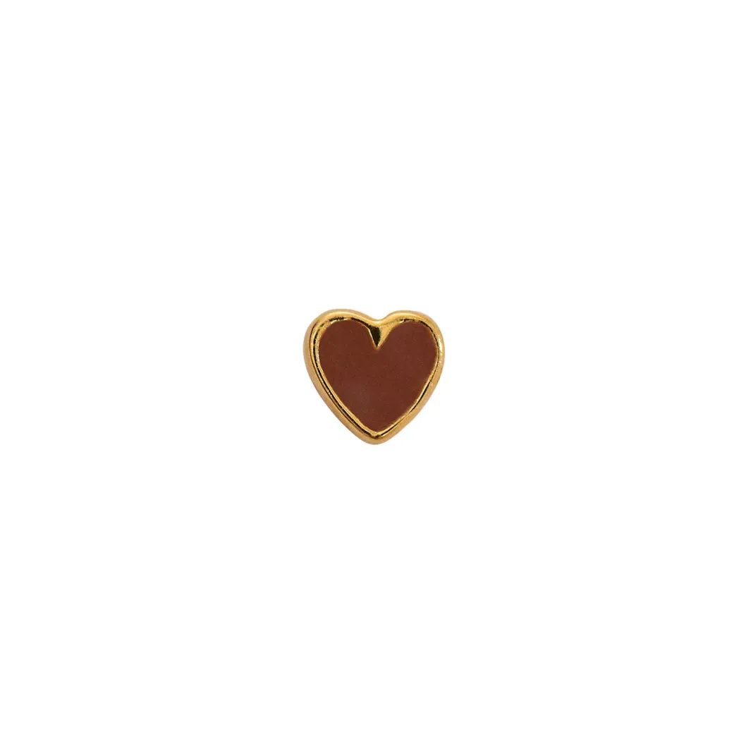 Hot Petit Love Heart Mocha Enamel Øreringe