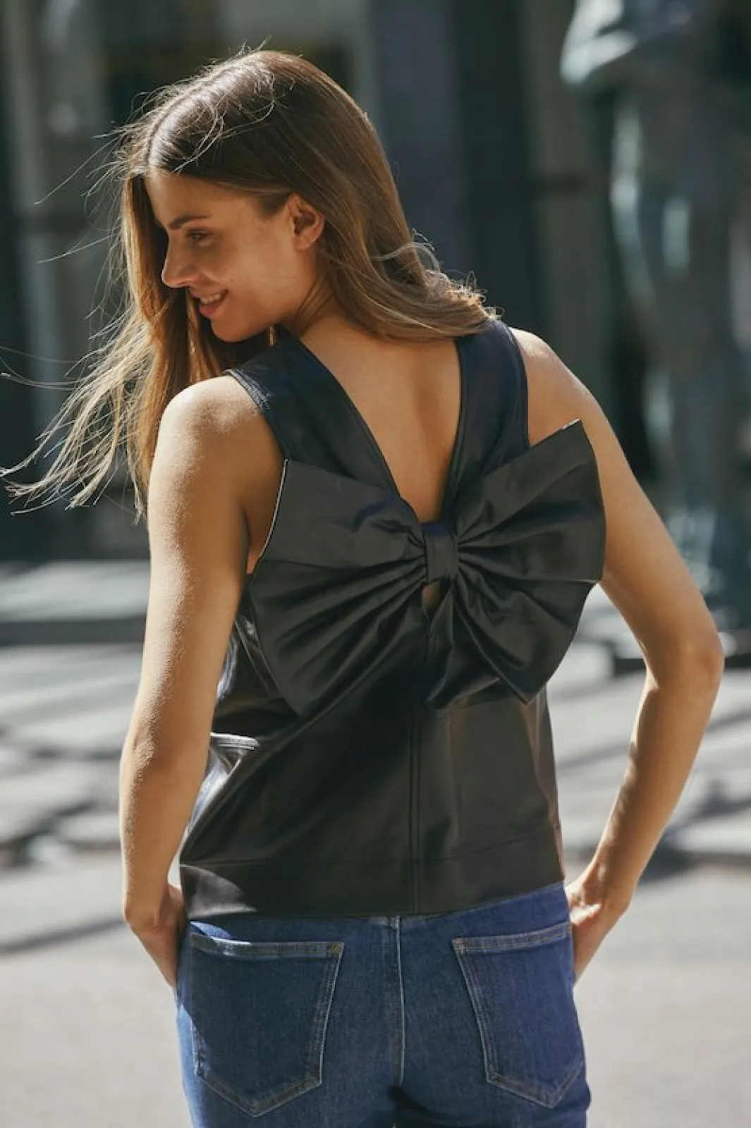 Co´Couture Bluser & Skjorter<Phoebecc Leather Bow V-Top 35884