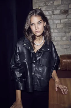 Clearance Phoebecc Leather Box Jacket 30260 Overtøj & Jakker