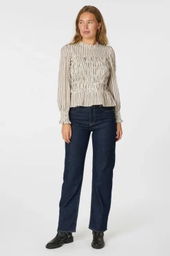 Clearance Possa Twin Stripe Smock Blouse 165011 Bluser & Skjorter