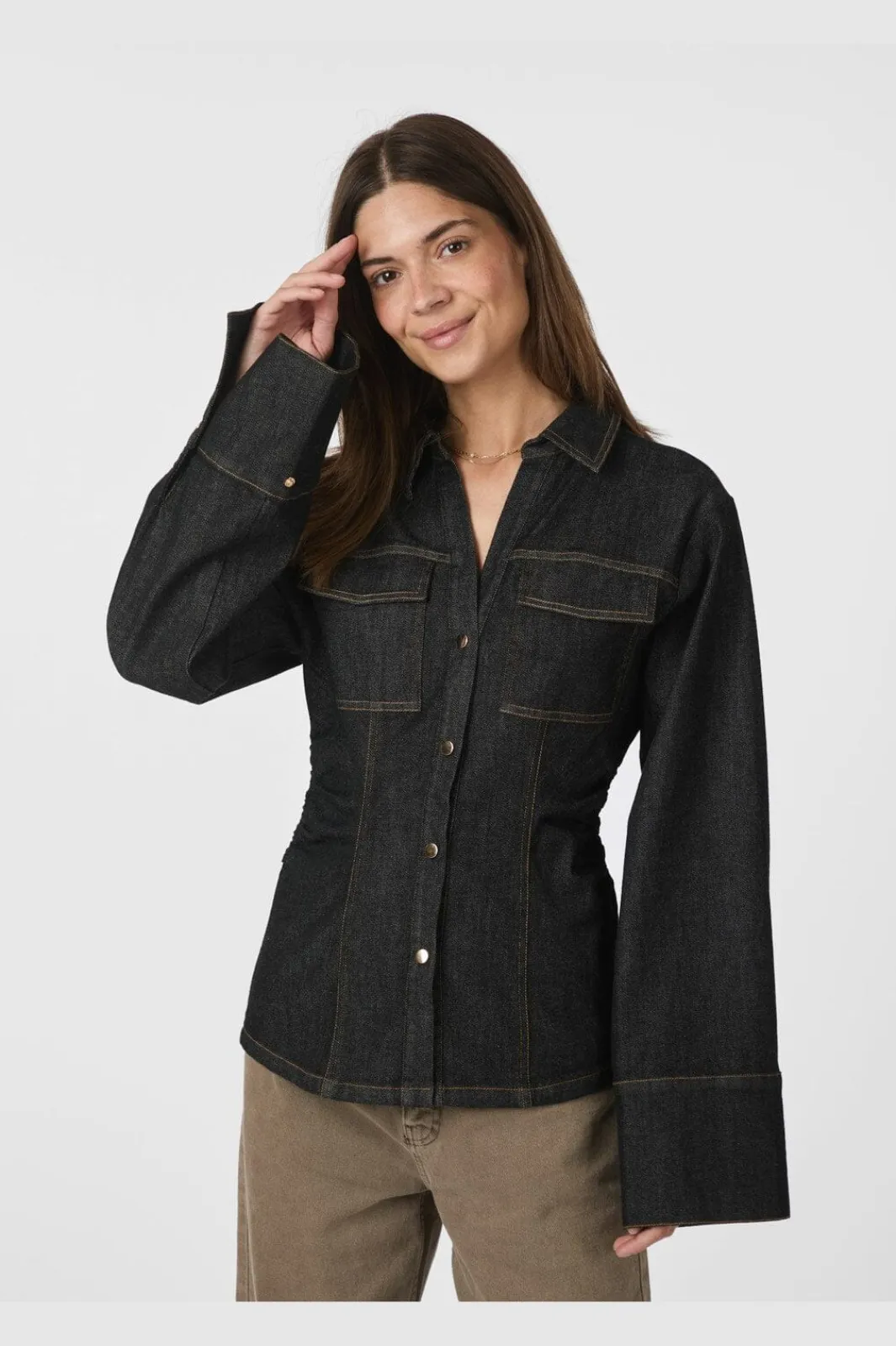 New Rabia Denim Shirt 166018 Bluser & Skjorter|Ammevenligt Tøj