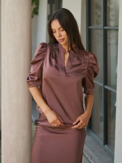 Neo Noir Sæt 🛍️|Bluser & Skjorter<Roella Heavy Sateen Blouse 162590