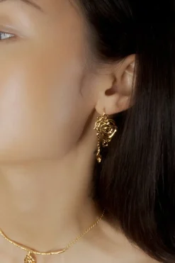 Jane Kønig Øreringe<Rose Earring with leaf drop