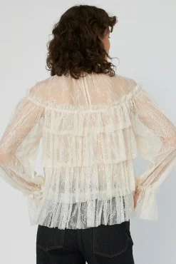 Discount Sheer Frill Lace Blousels54-2504 Bluser & Skjorter