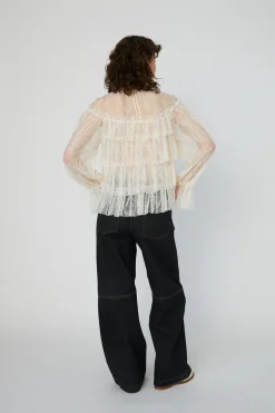 Discount Sheer Frill Lace Blousels54-2504 Bluser & Skjorter