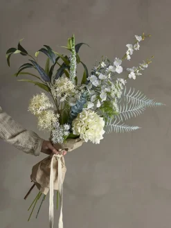 Best Symphonie Buket, Hvid, Kunstige Blomster Dekoration Til Hjemmet