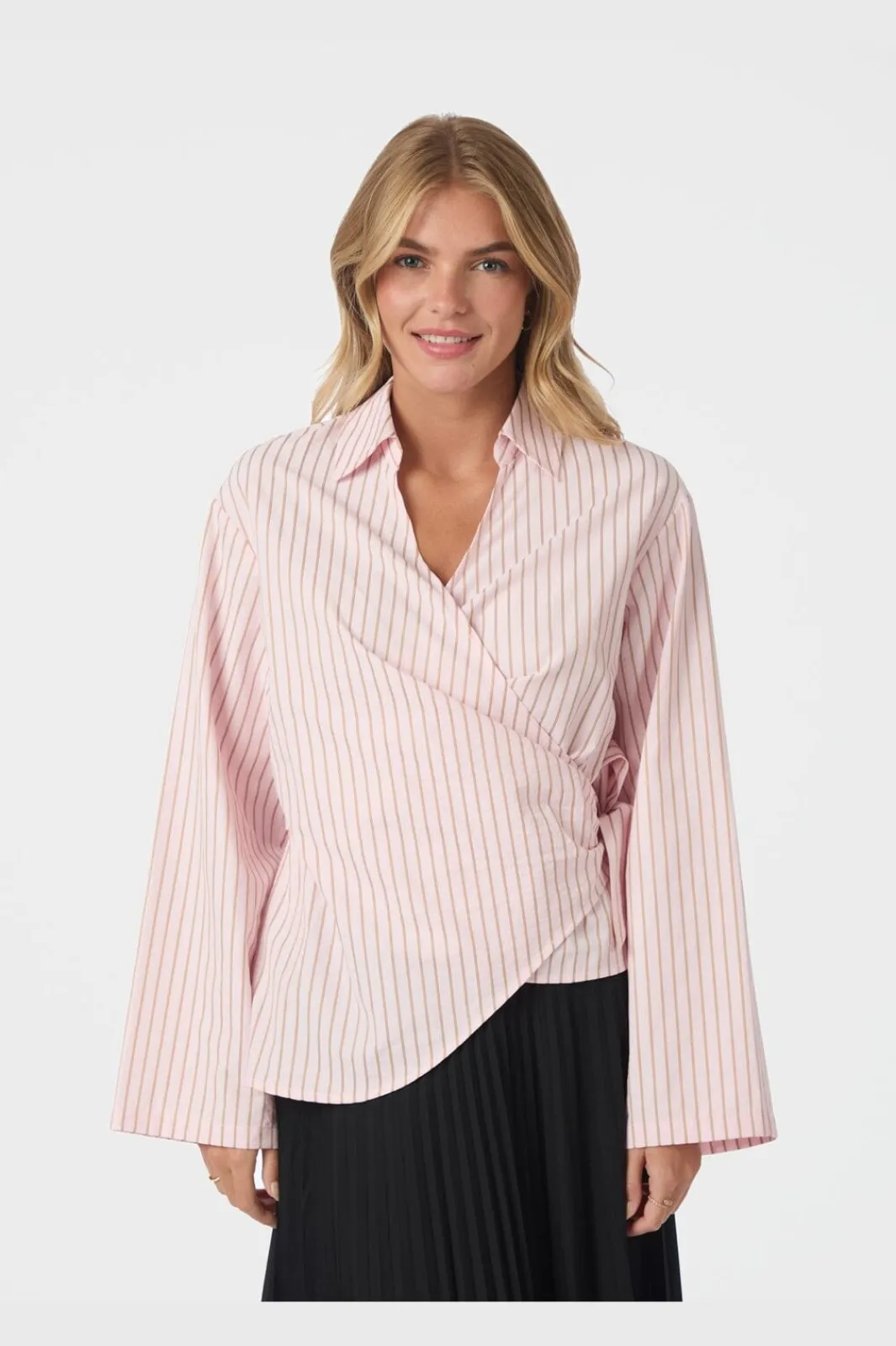 Outlet Tifuna Stripe Wrap Shirt 167535 Bluser & Skjorter