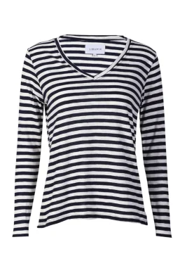 Liberte Bluser & Skjorter<Ulla-Ls-Vneck-Stripe-Tshirt 22160