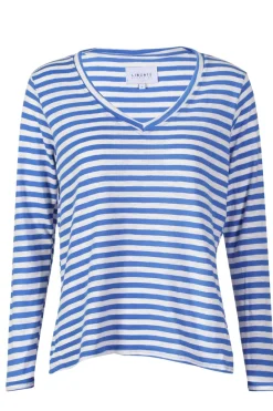Hot Ulla-Ls-Vneck-Stripe-Tshirt 22160 Bluser & Skjorter