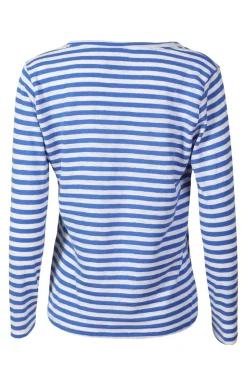 Hot Ulla-Ls-Vneck-Stripe-Tshirt 22160 Bluser & Skjorter