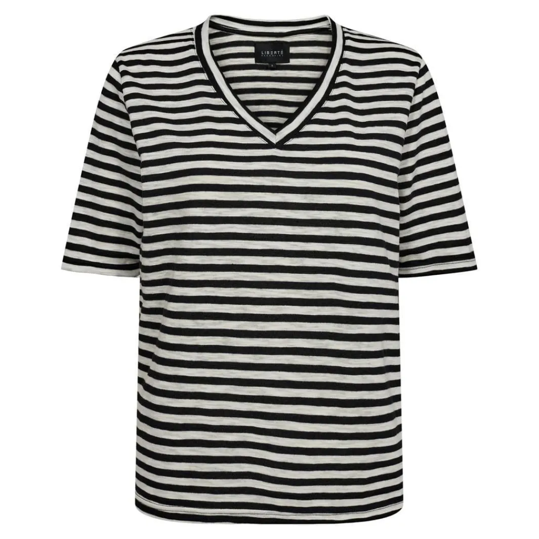 Discount Ulla-Ss-Vneck-Stripe-Tshirt T-Shirts & Toppe