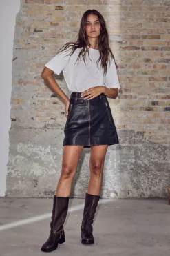Haute L'Amitié Nederdele<Used Leather Crop Skirt HL10362